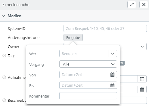 Change history in expert search